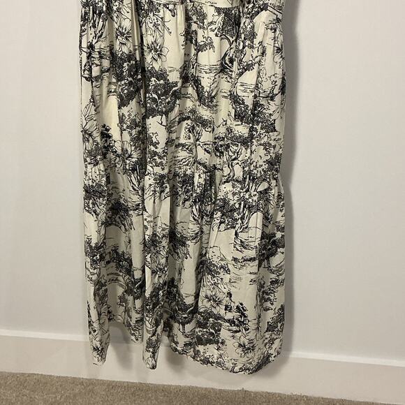 Davi & Dani Black Cream Toile Tiered Ribbon Shoulder Tie Maxi Dress Size Large - Picture 10 of 14